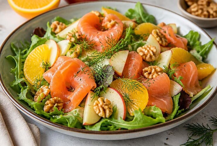 salade de saumon fume aux pommes et a l orange